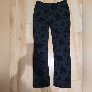 Jones New York Women's Size 8P Black Floral Pants